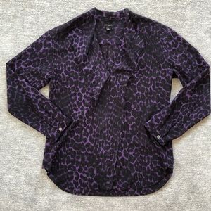 Ann Taylor Purple/Black Cheetah Print Blouse